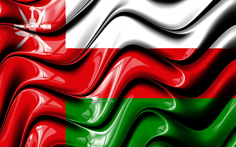 Omani flag Asia, national symbols, Flag of Oman, 3D art, Oman, Asian countries, Oman 3D flag, HD wallpaper