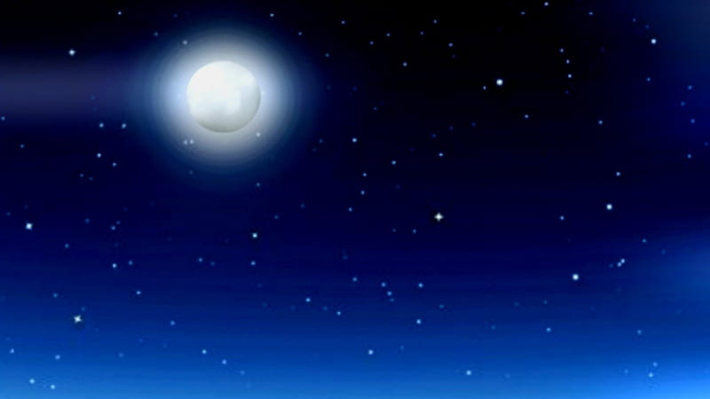 ~*~ Starry Night ~*~, noite estrelada, lua cheia, night sky, full moon, ceu a noite, Starry night, HD wallpaper