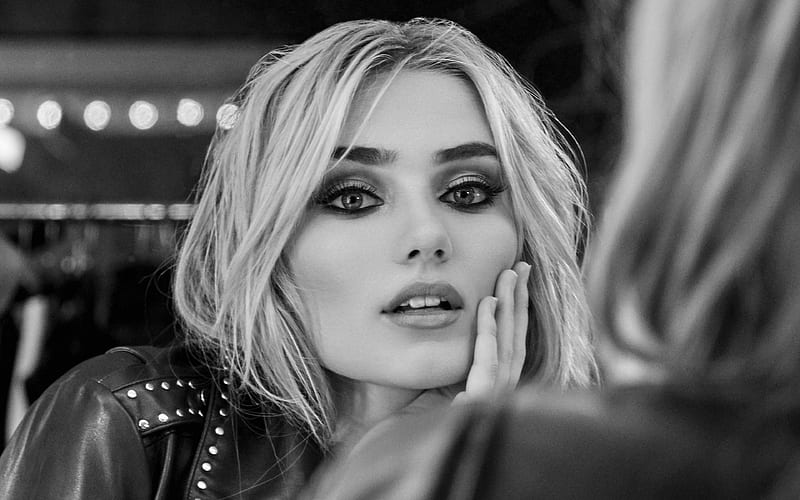 Meg Donnelly, 2018, monochrome, american actress, Hollywood, beauty, young actress, HD wallpaper
