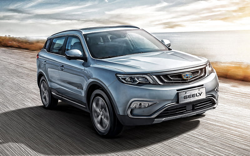 Geely Atlas, 2019, Chinese SUV, exterior, front view, new silver Atlas, Chinese cars, Geely, HD wallpaper