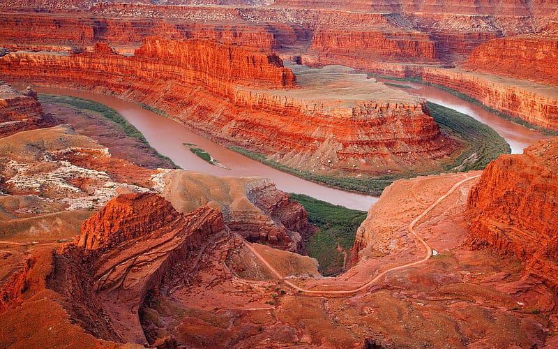 Dead Horse Point Colorado River, curves, river, water, canyon, HD wallpaper