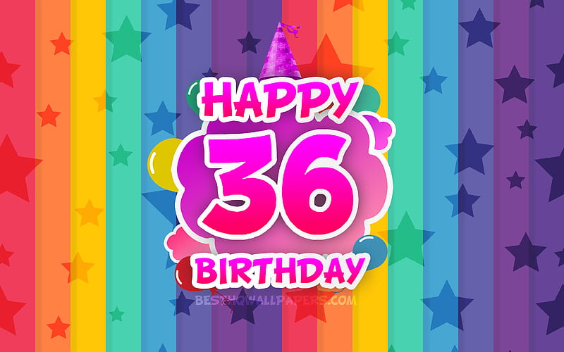 Happy 36th birtay, colorful clouds Birtay concept, rainbow background, Happy 36 Years Birtay, creative 3D letters, 36th Birtay, Birtay Party, 36th Birtay Party, HD wallpaper