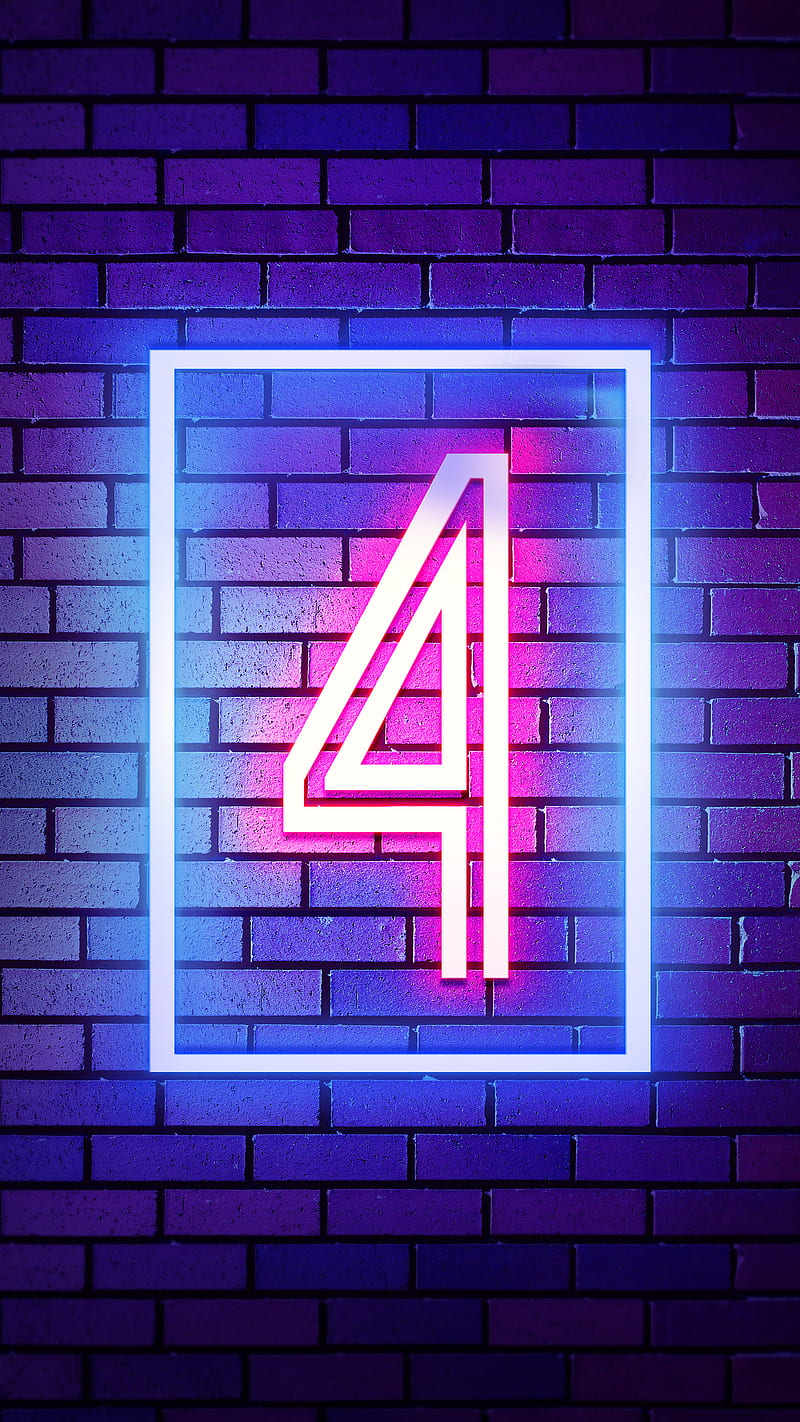 Four, 4, 4 number, four number, neon four, HD phone wallpaper
