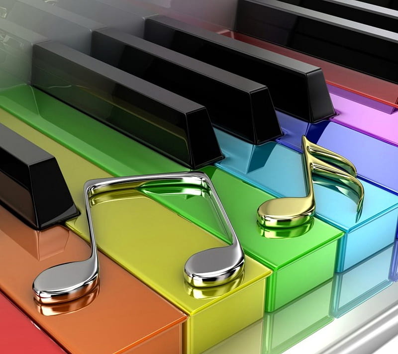 Colorful piano, color, music, HD wallpaper