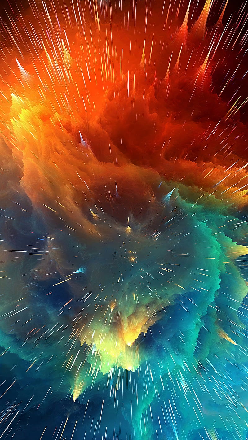 cosmic explosion, bright, lines, shapes, volume, HD phone wallpaper