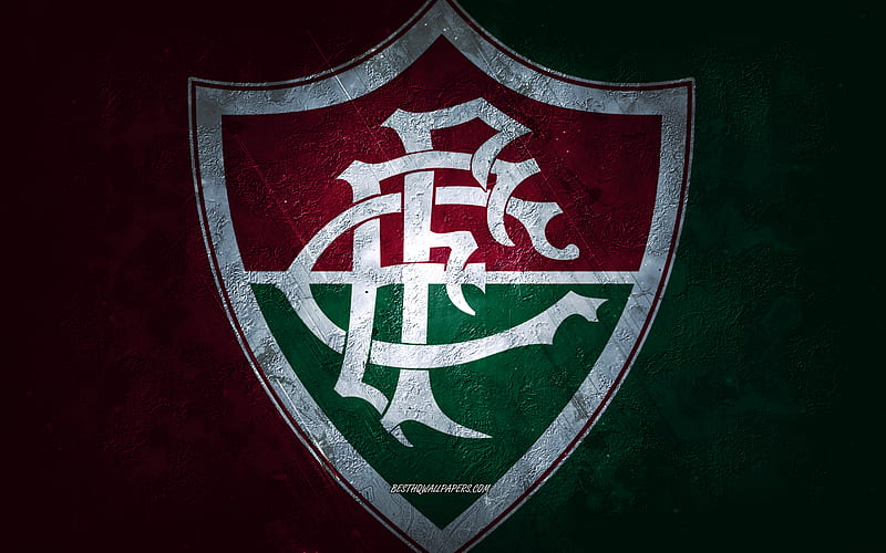 Fluminense FC, Brazilian football team, burgundy background, Fluminense FC logo, grunge art, Serie A, Brazil, football, Fluminense FC emblem, HD wallpaper