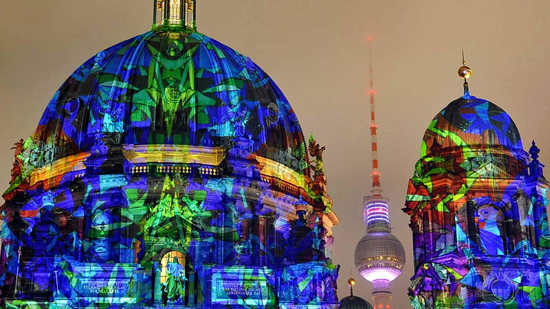 Germany The Berlin Cathedral illuminated-2016 Bing, HD wallpaper