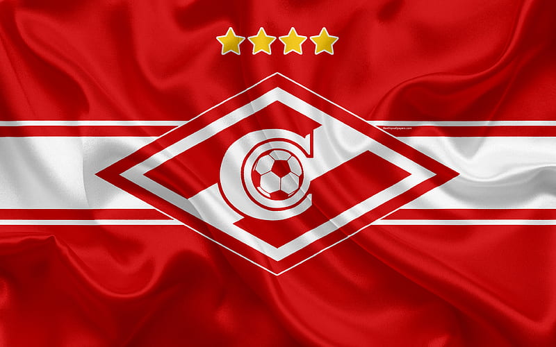 FC Spartak Moscow Russian football club, Spartak logo, emblem, Russian football championship, Premier League, football, Moscow, Russia, silk flag, HD wallpaper
