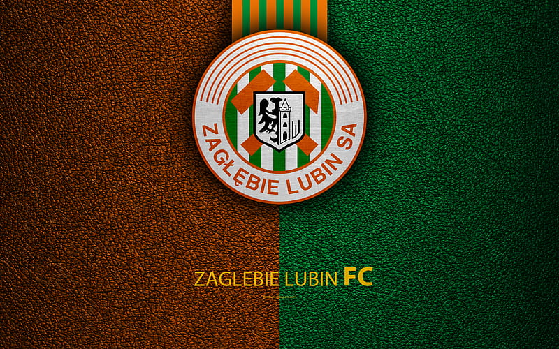 Zaglebie Lubin FC football, emblem, logo, Polish football club, leather texture, Ekstraklasa, Lubin, Poland, Polish Football Championships, HD wallpaper