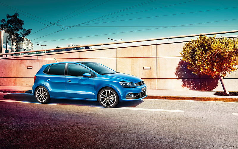 Volkswagen Polo, road, 2017 cars, blue polo, VW, german cars, Volkswagen, HD wallpaper