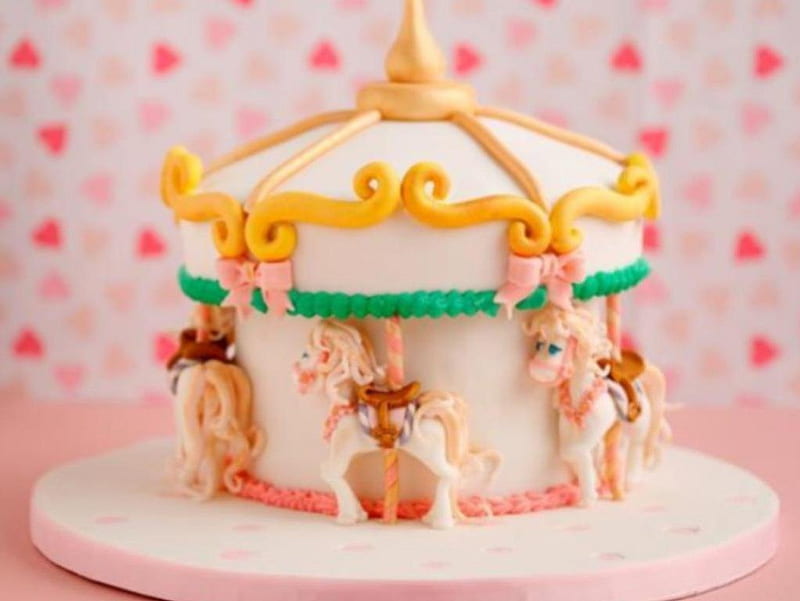 The candy carousel graph, candy, pic sugar, colors, hearts horses, sweet, girly, carousel, pastel, colours, pink, HD wallpaper
