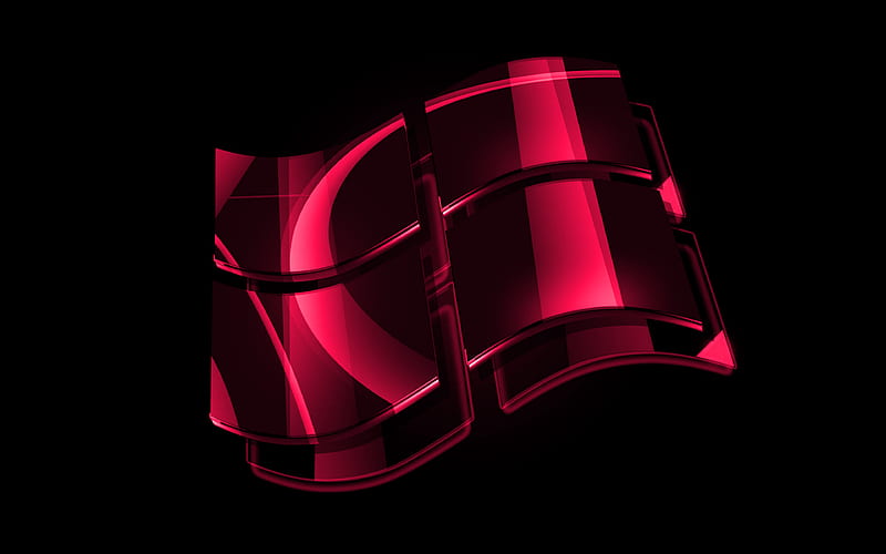 Windows pink logo OS, creative, black background, Windows, Windows 3D logo,  HD wallpaper | Peakpx