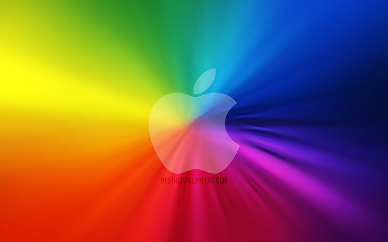 Apple logo vortex, rainbow backgrounds, creative, artwork, brands ...