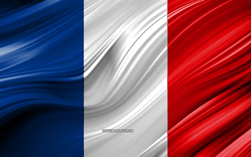 French flag, European countries, 3D waves, Flag of France, national symbols, France 3D flag, art, Europe, France, HD wallpaper