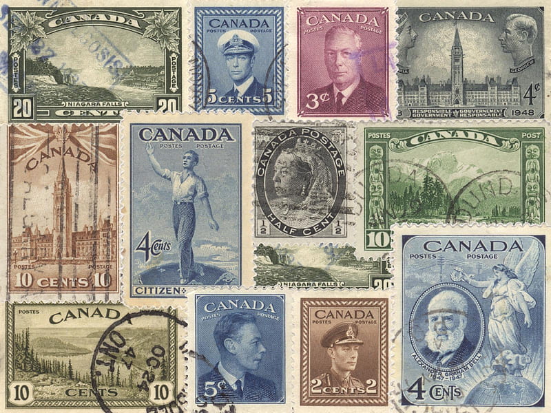 VINTAGE CANADIAN STAMPS, collection, vintage, canada, stamps, HD wallpaper