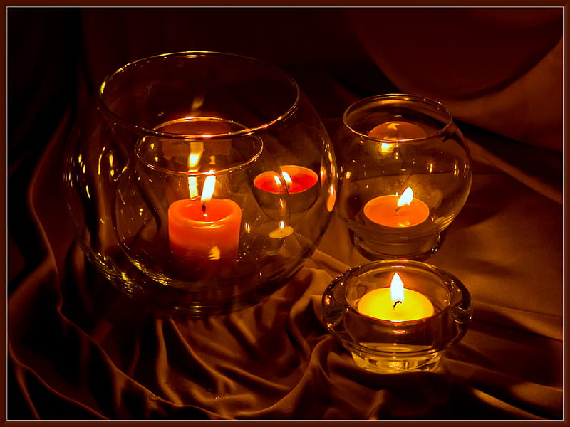 candles 4, still life, art , nice, compositiom, burning candless, glasses, HD wallpaper