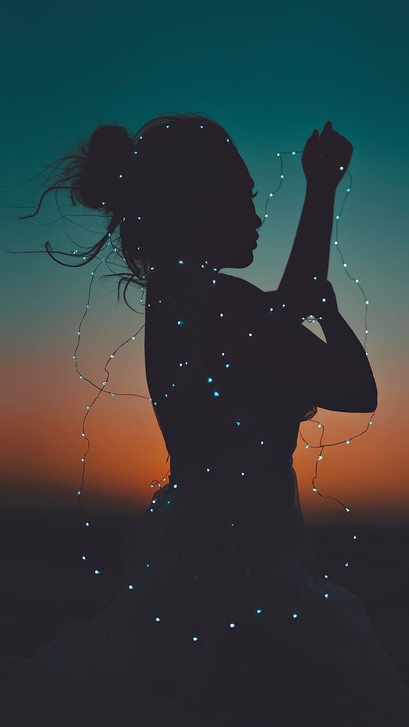 Alone Girl, Lights, pose, sunset, HD phone wallpaper | Peakpx