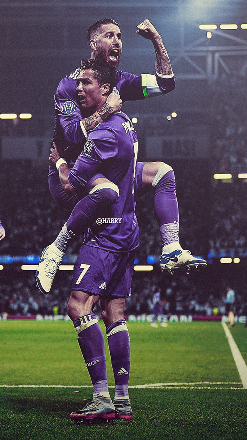 Ramos and Ronaldo, cr7, laliga, portugal, real madrid, spain, HD phone wallpaper