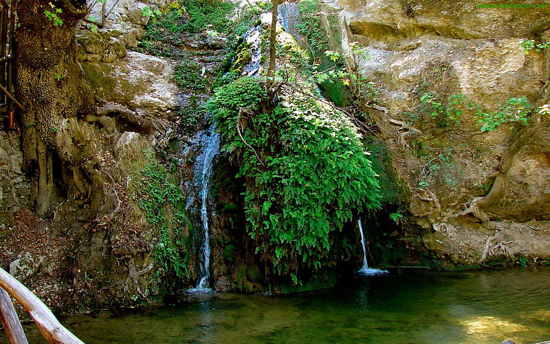 Graceful Cascading Falls, cliffside, waterscape, waterfalls, landscape, HD wallpaper