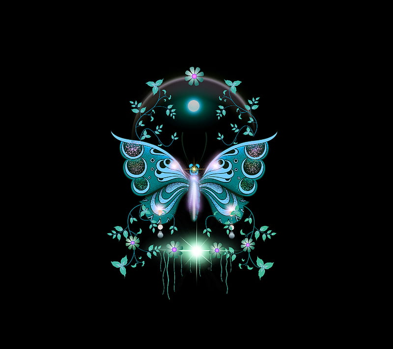 Butterfly 2, blue, desenho, HD wallpaper
