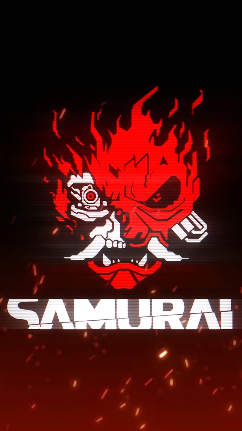 Samurai , amoled, cyberpunk, game, logo, red, HD phone wallpaper