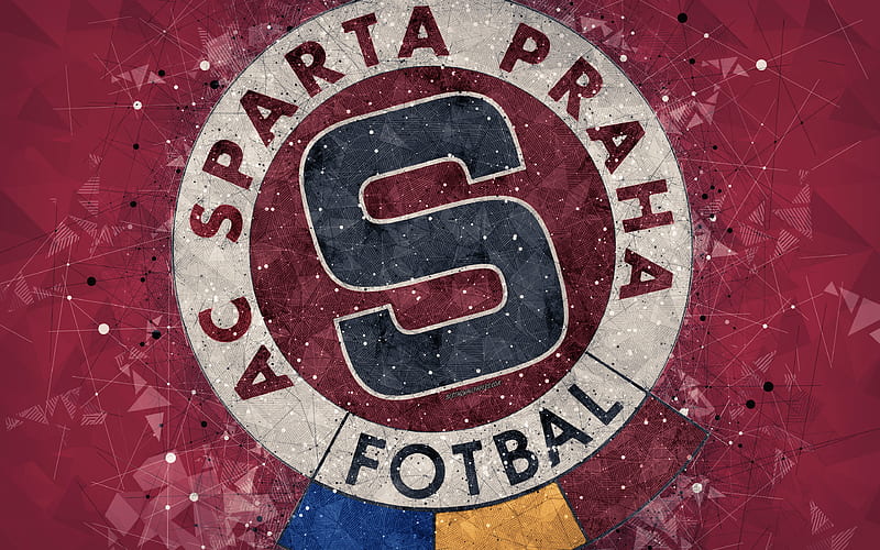 AC Sparta Prague geometric art, logo, Czech football club, red background, emblem, Czech First League, Prague, Czech Republic, football, creative art, HD wallpaper