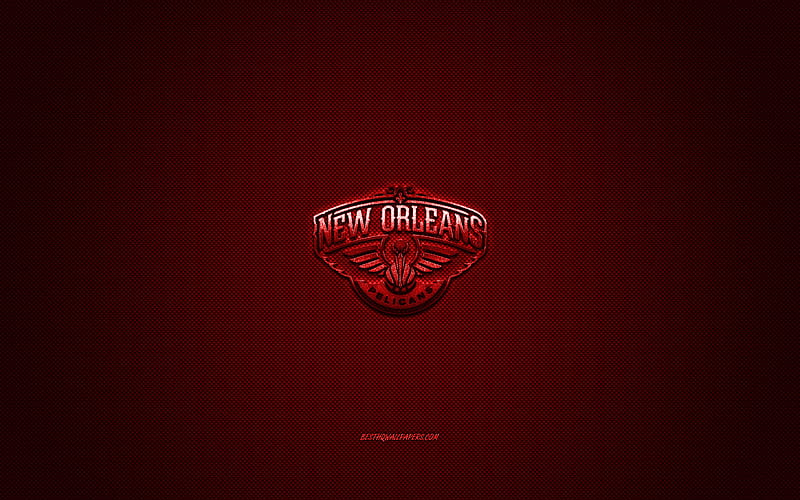 New Orleans Pelicans, American basketball club, NBA, red logo, red carbon fiber background, basketball, New Orleans, Louisiana, USA, National Basketball Association, New Orleans Pelicans logo, HD wallpaper