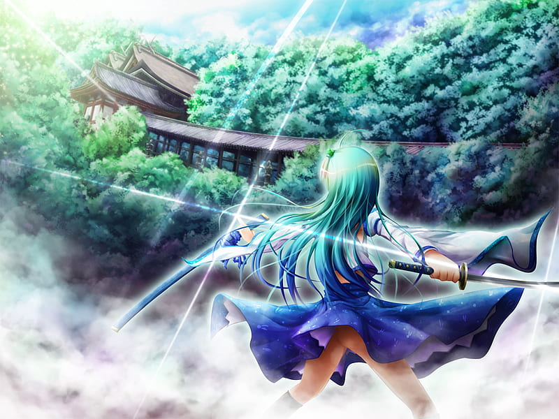 Kochiya Sanae với vũ khí, cây cối, và đặc biệt là kiểu tóc màu xanh lá của cô, tất cả đều được tái hiện trên hình nền HD đầy sức sống. Hãy xem ngay để cảm nhận sự rực rỡ của hình ảnh đẹp trong nhà của bạn.