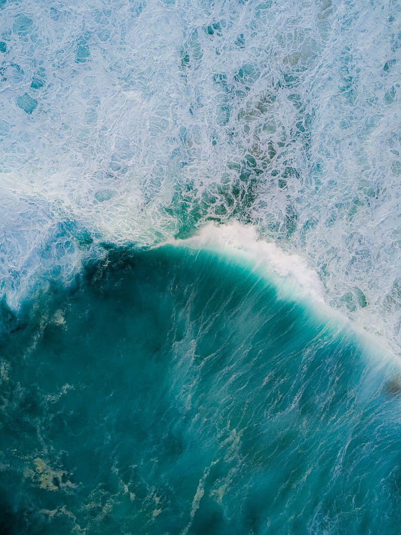 ocean, waves, aerial view, water, surface, HD phone wallpaper