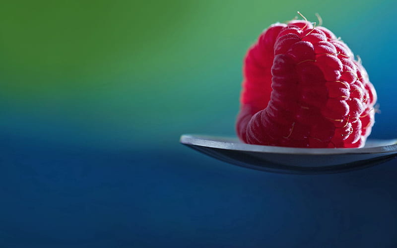 raspberry, berry, spoon, HD wallpaper