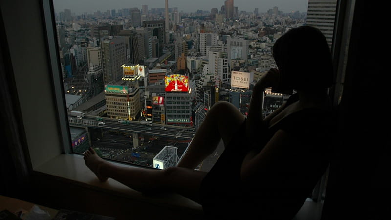 girl looking down on the city of tokyo, skyscraper, city, window, girl, evening, HD wallpaper