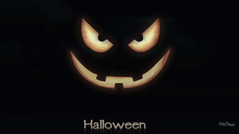 H A L L O W E E N, carved, creepy, halloween, jack o lantern, pumpkin, scary, evil, simple, HD wallpaper
