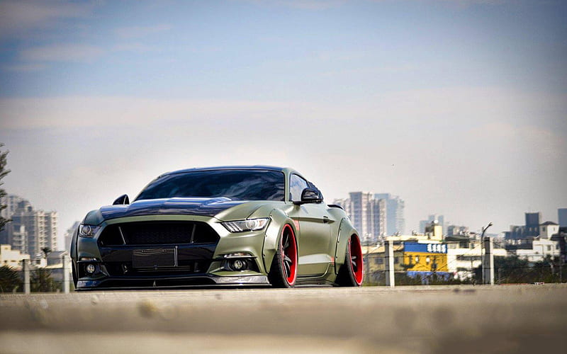 Liberty Walk, tuning, Ford Mustang GT, 2019 cars, supercars, Forgiato Wheels, S221-ECL, 2019 Ford Mustang, american cars, Ford, HD wallpaper