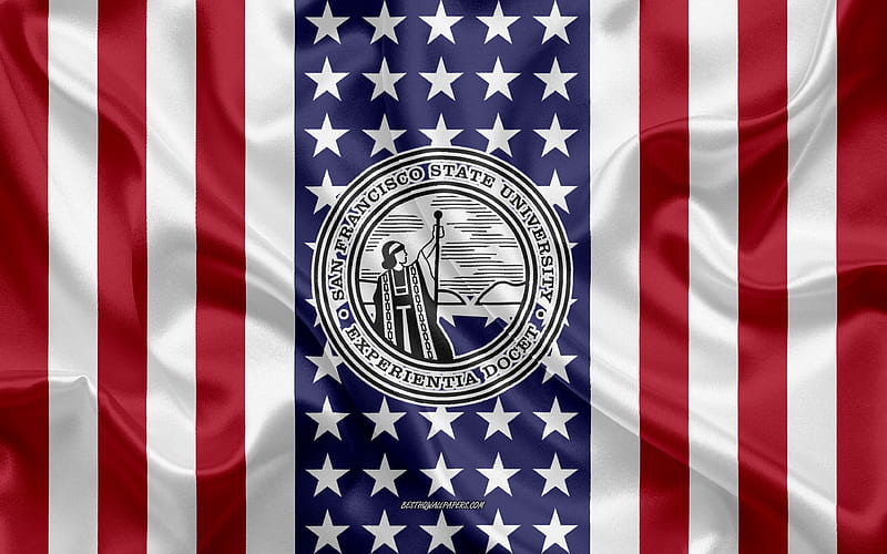 San Francisco State University Emblem, American Flag, San Francisco State University logo, San Francisco, California, USA, Emblem of San Francisco State University, HD wallpaper