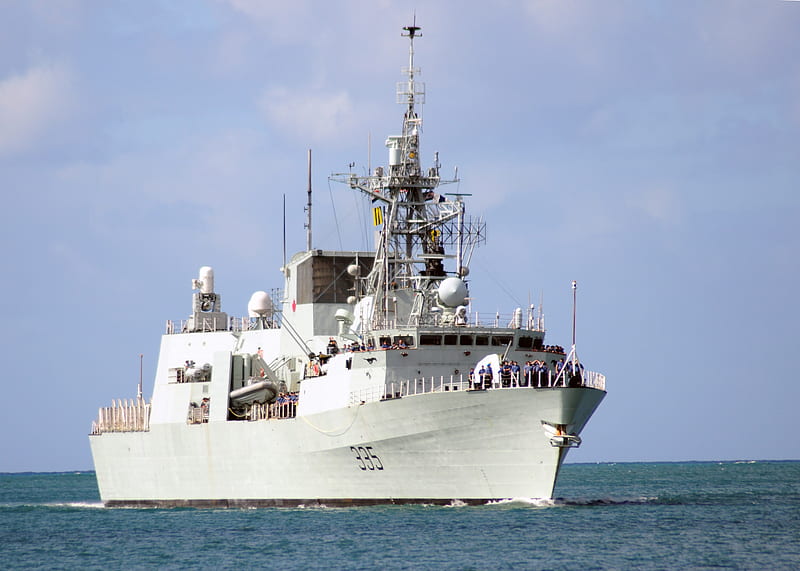 Frigate HMCS Calgary, halifax, calgary, ocean, hmcs, sea, frigate, canadian, missile, warship, canada, HD wallpaper