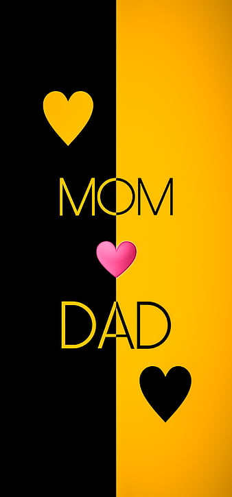 MoM DaD, black and yellow, heart, love, HD phone wallpaper | Peakpx