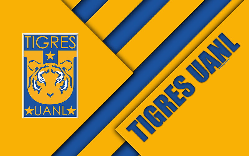 UANL Tigres FC Mexican Football Club, material design, logo, blue yellow abstraction, Monterrey, Mexico, Primera Division, Liga MX, Tigres UANL, HD wallpaper