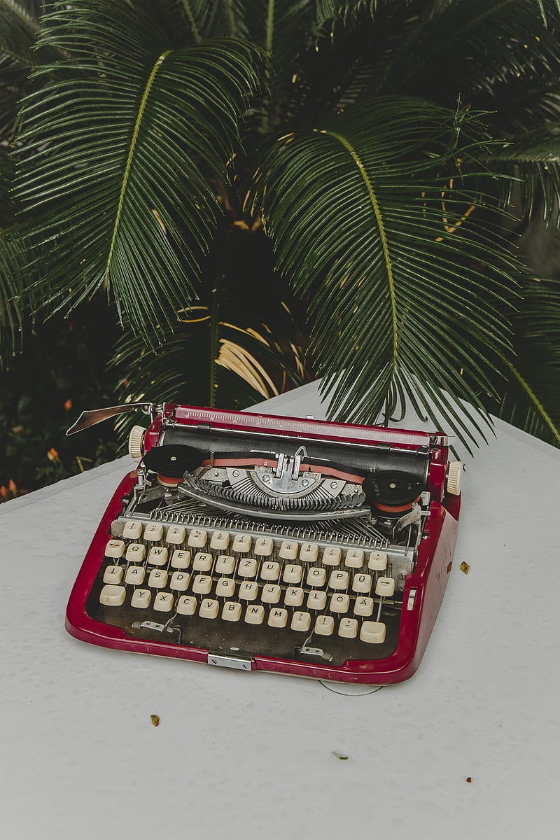 red and gray typewriter, HD phone wallpaper