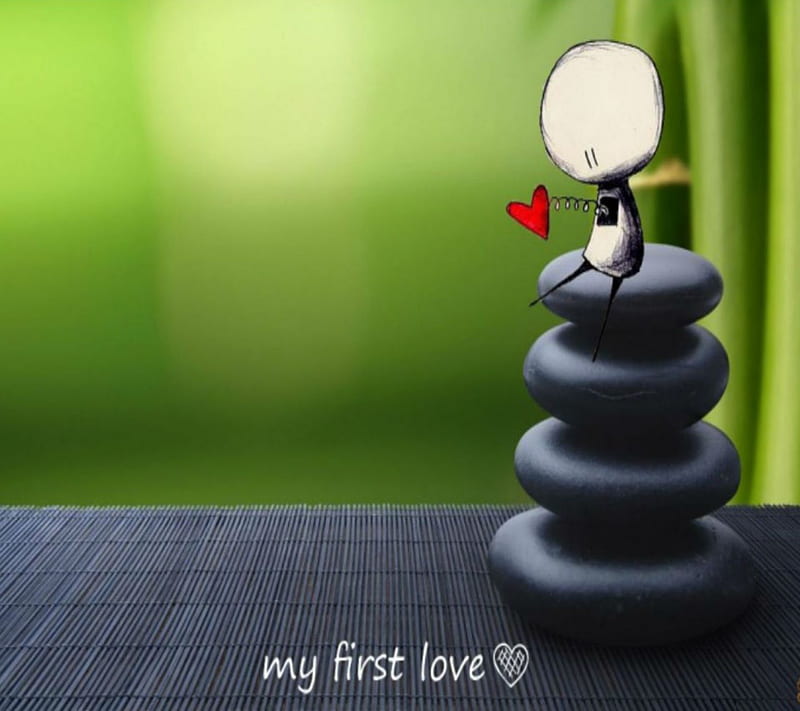 My First Love, cartoon, cool, cute, emo, funny, heart, nice, sweet, wall,  HD wallpaper | Peakpx