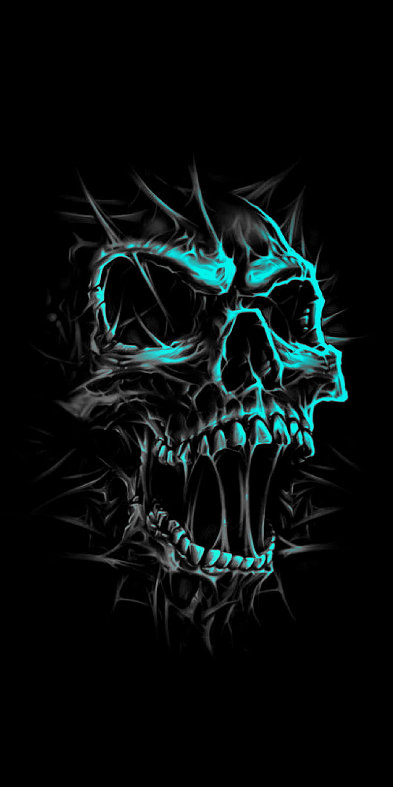 Skull, Teal, Hd Phone Wallpaper 