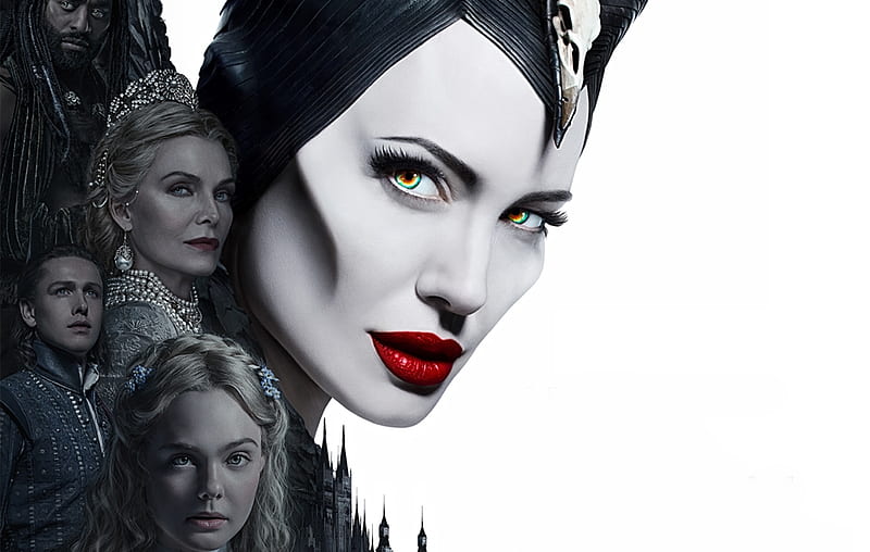 Maleficent: Mistress of Evil (2019), mistress of evil, movie, black, white, maleficent, disney, poster, Angelina Jolie, fantasy, fairy, HD wallpaper