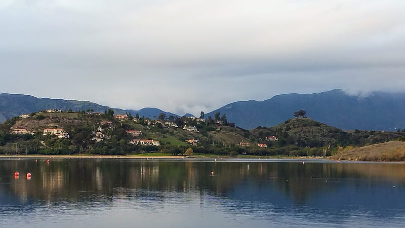 Lake Puddingstone, blue, lake, los angeles, montagne, southern california, water, HD wallpaper