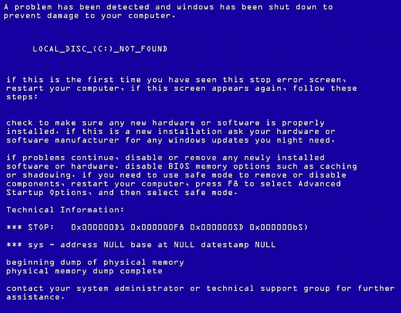 Blue Screen of Death, error, helpdesk, screen, blue, HD wallpaper