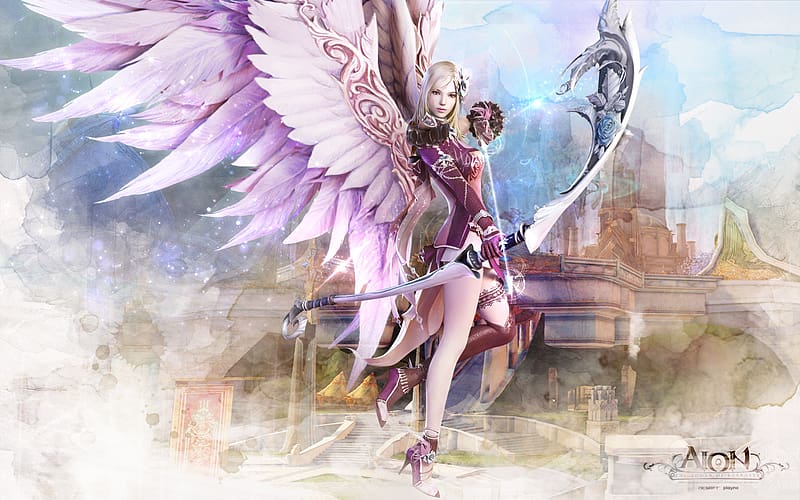 Fantasy, Flower, Wings, Bow, Angel, Blonde, Video Game, Aion: Tower Of ...