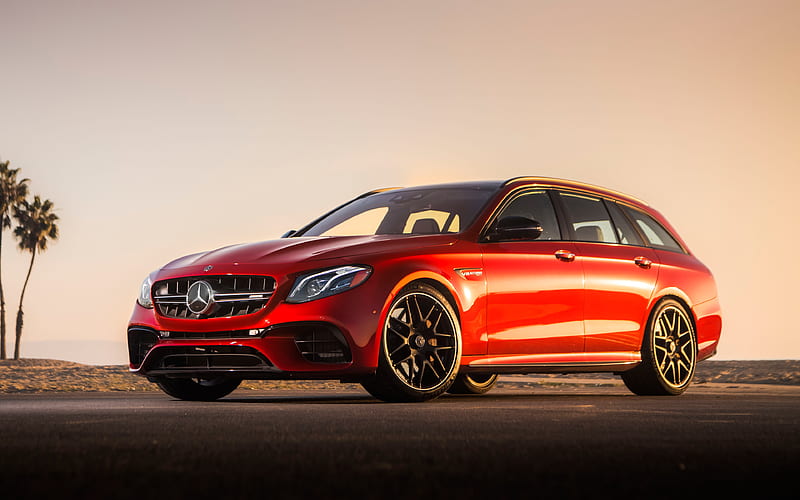 Mercedes-AMG E63 S Wagon, 2018 red station wagon, tuning, German new cars, Mercedes, HD wallpaper