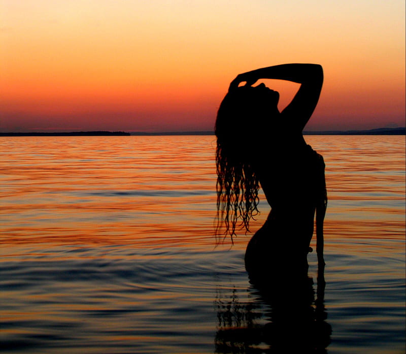 Sunset, female, model, legs, bonito, woman, sexy, sea, beach, graphy, girl, face, HD wallpaper