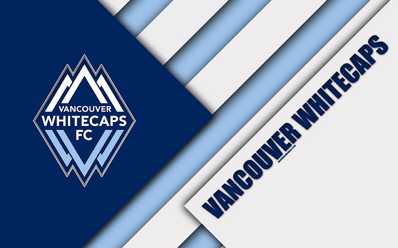 Vancouver Whitecaps FC, Canada, material design logo, blue white abstraction, MLS, football, Vancouver, British Columbia, USA, Major League Soccer, HD wallpaper