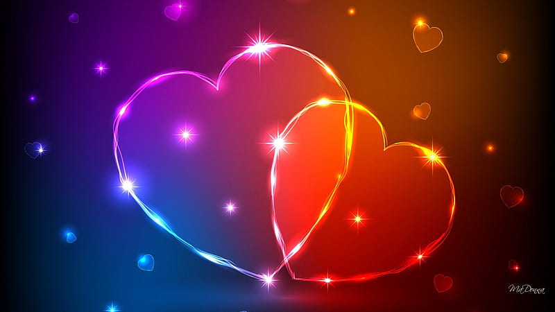Valentine Lights, Valentines Day, bright, sweethearts, colors, neon, rainbow, corazones, lights, HD wallpaper