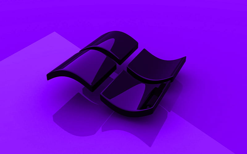 Windows violet logo, 3D art, OS, violet background, Windows 3D logo, Windows, creative, Windows logo, HD wallpaper