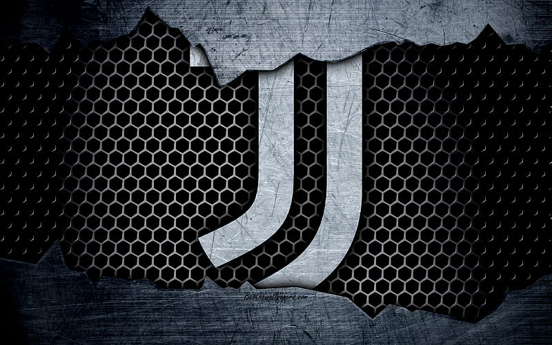 Juventus art, Serie A, Juve, soccer, logo, football club, Juventus FC, metal texture, HD wallpaper